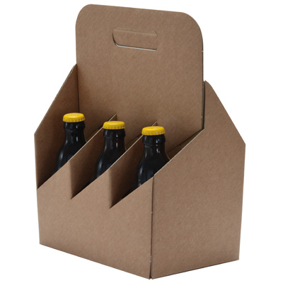 Porte-bouteilles carton kraft 6 bières Steinie 33 cl brun 22,5 + 15 x 32 cm, paquet de 30 - Mètres de bières, Emballages pour bouteilles de bières-1