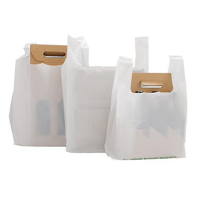 Sacs plastique à bretelles - Sacs plastique unis, poignées bretelles-2