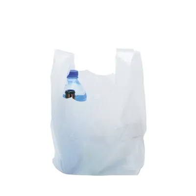 Sac bretelle plastique réutilisable blanc PEBD 10L 50μ 26 x 12 x 45 cm - Lot de 500 - Sacs bretelles plastique réutilisables-1