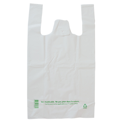 Sacs plastique à bretelles - Sacs plastique unis, poignées bretelles-2