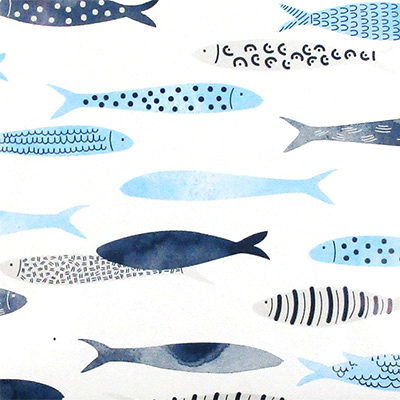 Papier cadeau Sardines - Papier cadeaux couchés à motifs