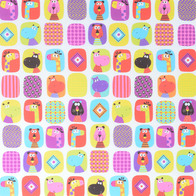 Papier cadeau enfant Girafe & Cie multicolore 70 cm x 50 m 60 g/m² – le rouleau - Papiers cadeaux enfants