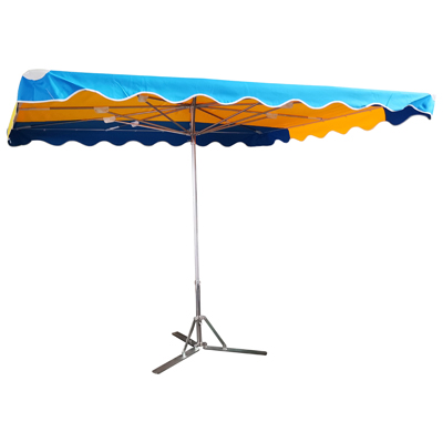 Parasol professionnel de marché - Parasol forain - Bleu clair / Jaune - 300 x 250 cm - armature alu, toile + housse - Parasols de marché, Parasols forains