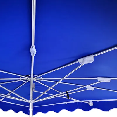 Parasol professionnel de marché télescopique - Parasol forain - Bleu foncé - 300 x 250 cm - armature alu, toile + housse - Parasols de marché, Parasols forains-1