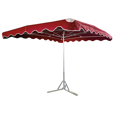 Parasol professionnel de marché télescopique - Parasol forain - Rouge bordeaux - 400 x 300 cm - armature alu, toile + housse - Parasols de marché, Parasols forains