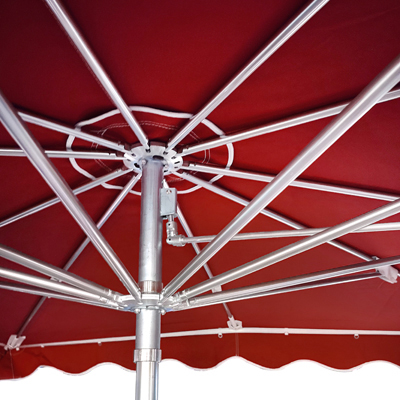 Parasol professionnel de marché télescopique - Parasol forain - Rouge bordeaux - 400 x 300 cm - armature alu, toile + housse - Parasols de marché, Parasols forains-1