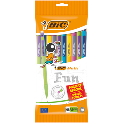 Porte-mines BIC Matic HB 0,7mm Fun - coloris assortis - Paquet de 10 - Crayons à papier