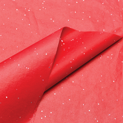 Papier de soie rouge pailleté 17g/m² 50 x 75 cm, 240 feuilles - Papiers de soie