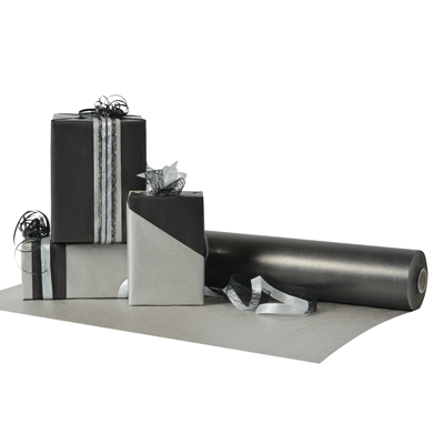 Papier cadeau kraft duo métallisé noir/argent 70 cm x 50 m 60 g/m² – le rouleau - Papiers cadeaux unis-2