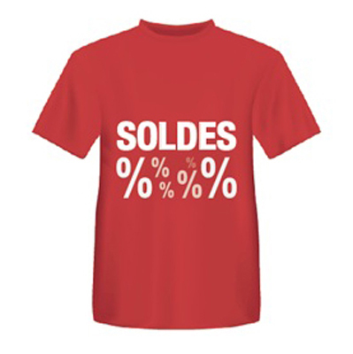 T-shirt Soldes pour mannequin vitrine rouge / blanc - T-shirts Soldes