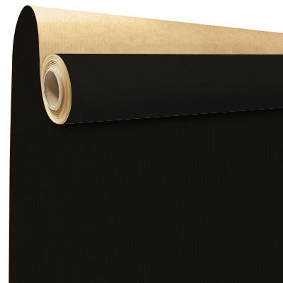 Papier cadeau kraft noir uni 50 cm x 250 m 60 g/m² – le rouleau - Papiers cadeaux unis