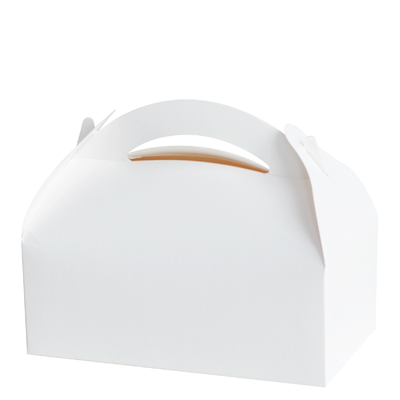 Boîte pâtissière avec poignée 18 x 10 x H 7 cm blanc - Paquet de 50 - Boîtes pâtissières