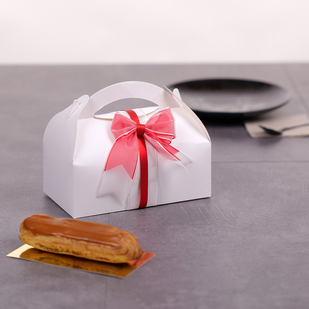 Boîte pâtissière avec poignée 18 x 10 x H 7 cm blanc - Paquet de 50 - Boîtes pâtissières-1