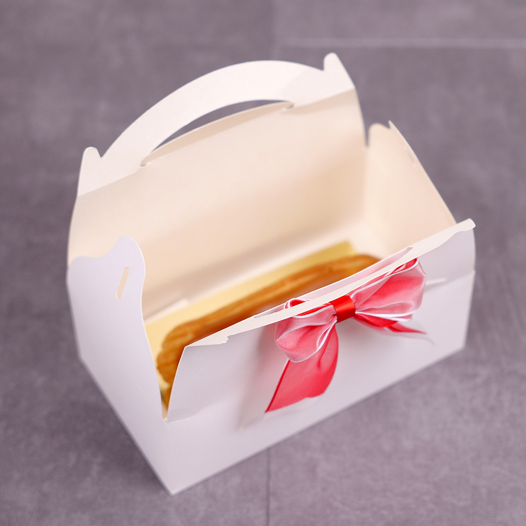 Boîte pâtissière avec poignée 18 x 10 x H 7 cm blanc - Paquet de 50 - Boîtes pâtissières-2