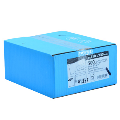 Enveloppe blanche DL 110 x 220 mm 80g avec fenêtre La Couronne - Paquet de 500 - Enveloppes blanches-1