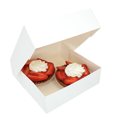 Boite patissiere blanche 16+16x5cm 250g/m² - Boîtes pâtissières-2