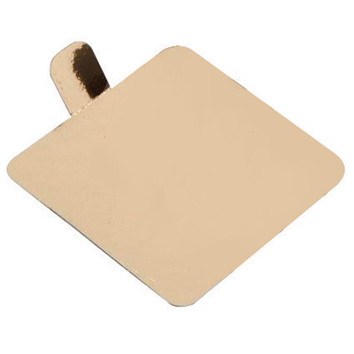 Carré pâtissier avec languette Or/Noir 7x7cm carton – Paquet de 250 - Semelles à gâteaux