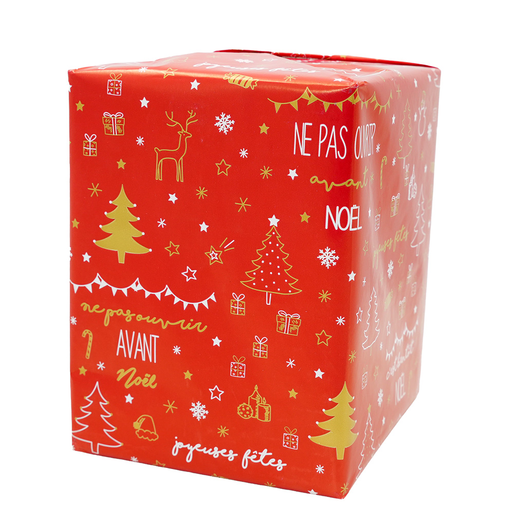 Papier cadeau Jennyfer rouge, blanc & or motifs Noël 70 cm x 50 m 60 g/m² – Le rouleau - Papier cadeaux couchés à motifs-3