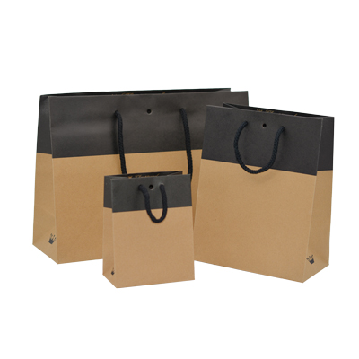 Sacs chic bicolore - Brun / Noir - 11,4 + 6,4 x H 14,6 cm - par 10 - Sacs kraft luxe-1