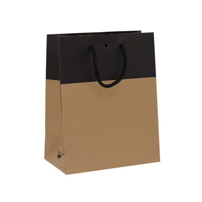 Sacs chic bicolore - Brun / Noir - 18 + 10 x H 22,7 cm - par 10 - Sacs kraft luxe
