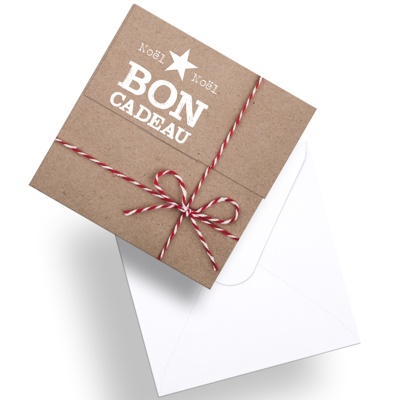 Bon cadeau Kraft Noël – 12 x 12 cm – Paquet de 12 - Bons cadeaux