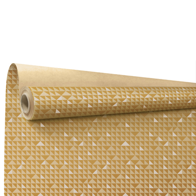 Papier cadeau Constance Gold motifs triangles kraft 69 cm x 50 m 60 g/m² – Le rouleau - Papiers cadeaux kraft à motifs-1