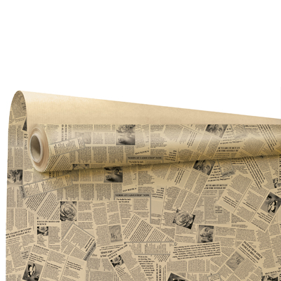 Papier cadeau News Natural imprimé gazette kraft 70 cm x 50 m 60 g/m² – Le rouleau - Papiers cadeaux à motifs-1