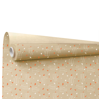 Papier cadeau Apogée bouteilles & verres kraft 69 cm x 50 m 60 g/m² – Le rouleau - Papiers cadeaux kraft à motifs-1