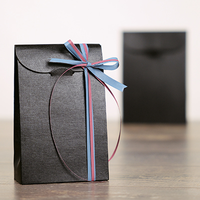 Pochette cadeau noire carton finition luxe 11,5 x 5,5 x 18 cm - Paquet de 10 - Pochettes cadeaux luxe-2