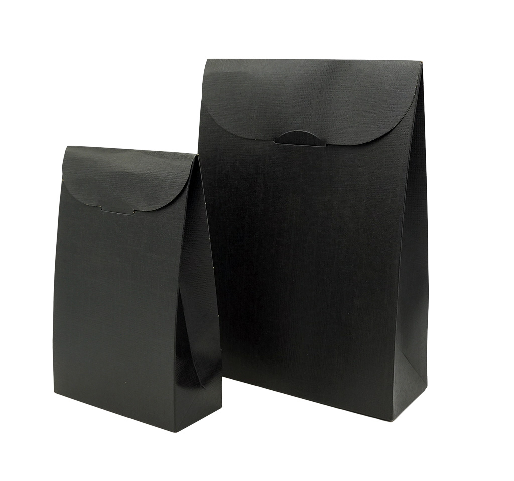 Pochette cadeau noire carton finition luxe 11,5 x 5,5 x 18 cm - Paquet de 10 - Pochettes cadeaux luxe-3