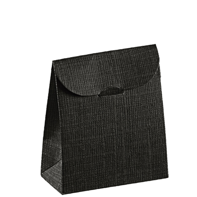 Pochette cadeau noire carton finition luxe 11,5 x 5,5 x 18 cm - Paquet de 10 - Pochettes cadeaux luxe