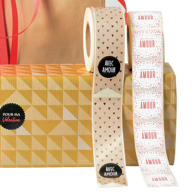 Étiquettes adhésives pour sacs avec Amour - Étiquettes cadeaux ferme sac-1