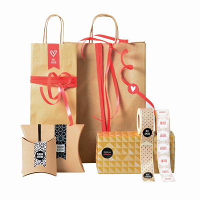 Étiquettes adhésives pour sacs Coeur - Étiquettes cadeaux ferme sac-1