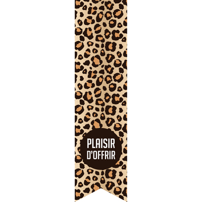 Étiquettes adhésives pour sacs Plaisir d'offrir - Léopard beige - L 35 x H 135 mm - Paquet de 200 - Étiquettes cadeaux ferme sac