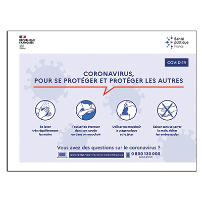 Pancarte gestes barrières COVID-19 PVC 27x20 cm - Affiches Informations COVID
