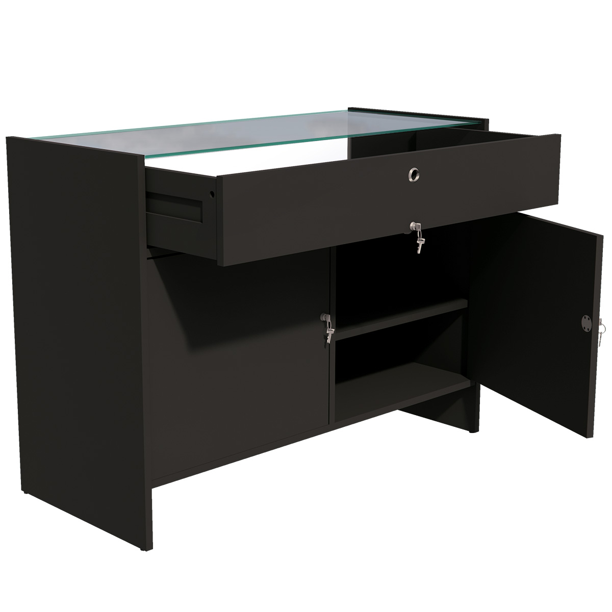 Comptoir vitrine noir mat 118,1 x 50,5 x 88 cm - Comptoirs Easy-4
