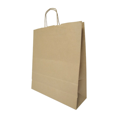 Sac kraft brun à poignées torsadées 36+12x41cm 100g/m² (x250) - Sacs kraft unis poignées torsadées