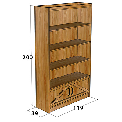 Buffet haut avec caisson et 4 étagères bois massif 119 x 39 x 200 cm brun - Mobilier retail - Ligne Authentique-1