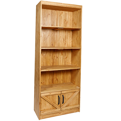 Buffet haut avec caisson et 4 étagères bois massif 79 x 39 x 200 cm brun - Mobilier retail - Ligne Authentique