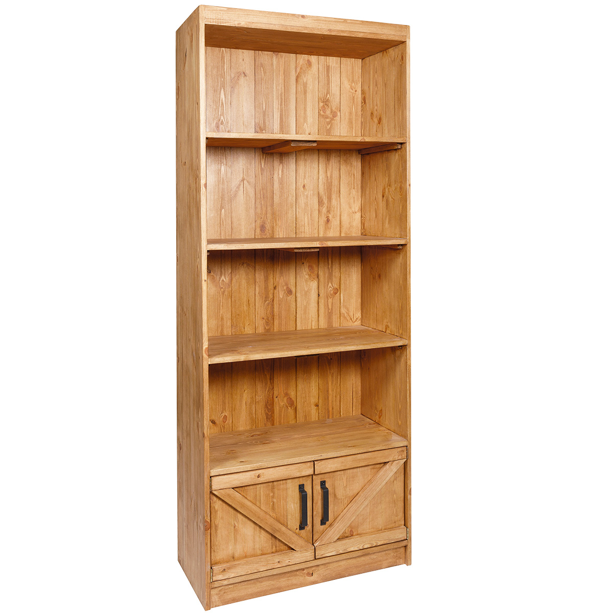 Buffet haut avec caisson et 4 étagères bois massif 79 x 39 x 200 cm brun - Mobilier retail - Ligne Authentique