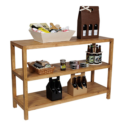 Table de présentation bois massif 3 niveaux 119 x 39 x 80 cm - Console étagère de présentation - Ligne Authentique-1