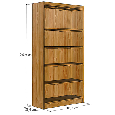 Étagère en bois massif 4 niveaux 100 x 39 x 200 cm brun - Mobilier retail - Ligne Authentique-1