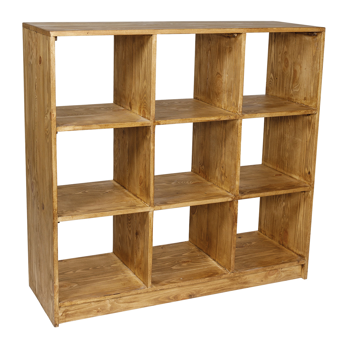 Étagère 9 cubes bois massif 119 x 39 x 115 cm - Module 9 cases merchandising magasin - Ligne Authentique