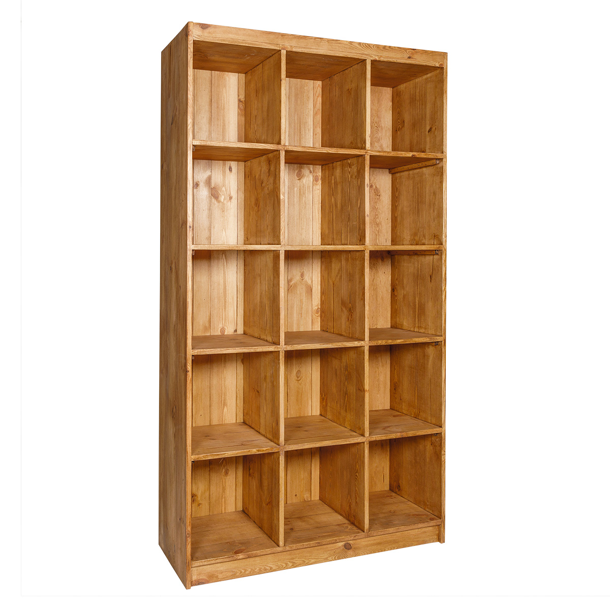 Étagère 15 cubes bois massif 110 x 39 x 200 cm - Module 15 cases merchandising magasin - Ligne Authentique