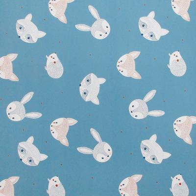 Papier cadeau Racoons bleu/gris animaux 70 cm x 50 m 70 g/m² – le rouleau - Papiers cadeaux enfants