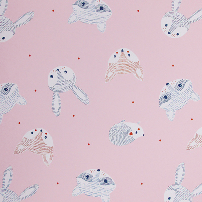 Papier cadeau Racoons rose - 70 cm x 50 m - Le rouleau - Papiers cadeaux enfants