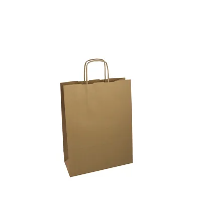 Sac kraft brun poignées torsadées 16 x 7 x 21,5 cm - Sac papier kraft - Paquet de 50 - Sacs kraft brun poignées torsadées