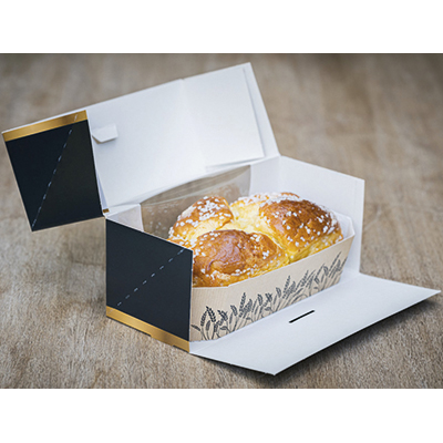 Boîte à bûche à fenêtre noir / or 20 x 11 x H 10 cm - Paquet de 25 - Boîtes à bûches-1