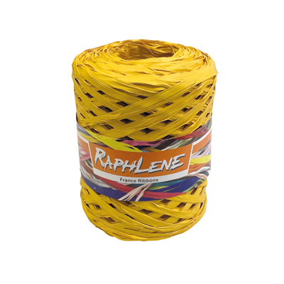 Raphia synthétique jaune moutarde effet mat 12,5 mm x 200 m - Raphias