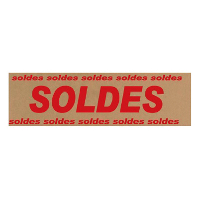 Banderole SOLDES 15 cm x 10 m brun/rouge - Affichage Soldes - Banderoles Soldes et Destockage